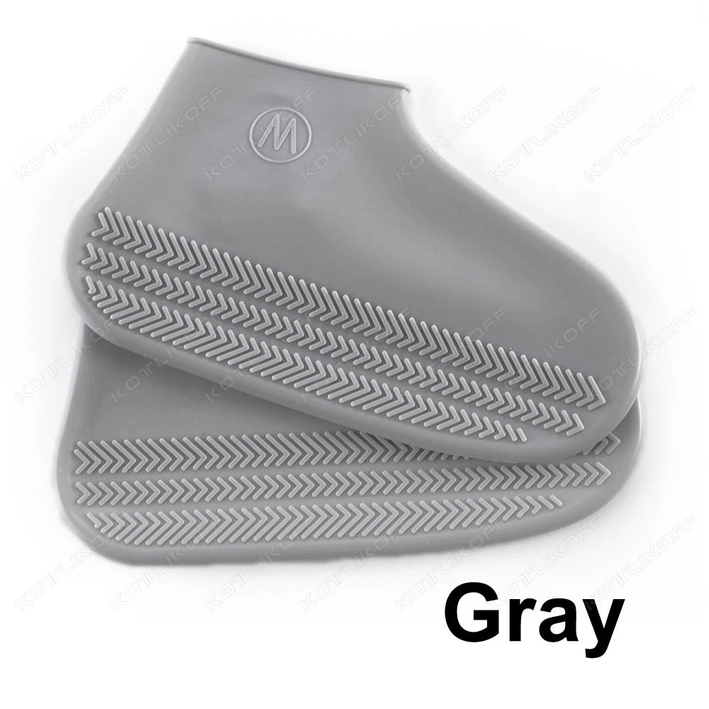 Couvre-chaussures imperméables en Silicone, 2 pièces, pour journée de pluie, antidérapants, réutilisables, en caoutchouc, pour bottes de pluie, pour usage extérieur
