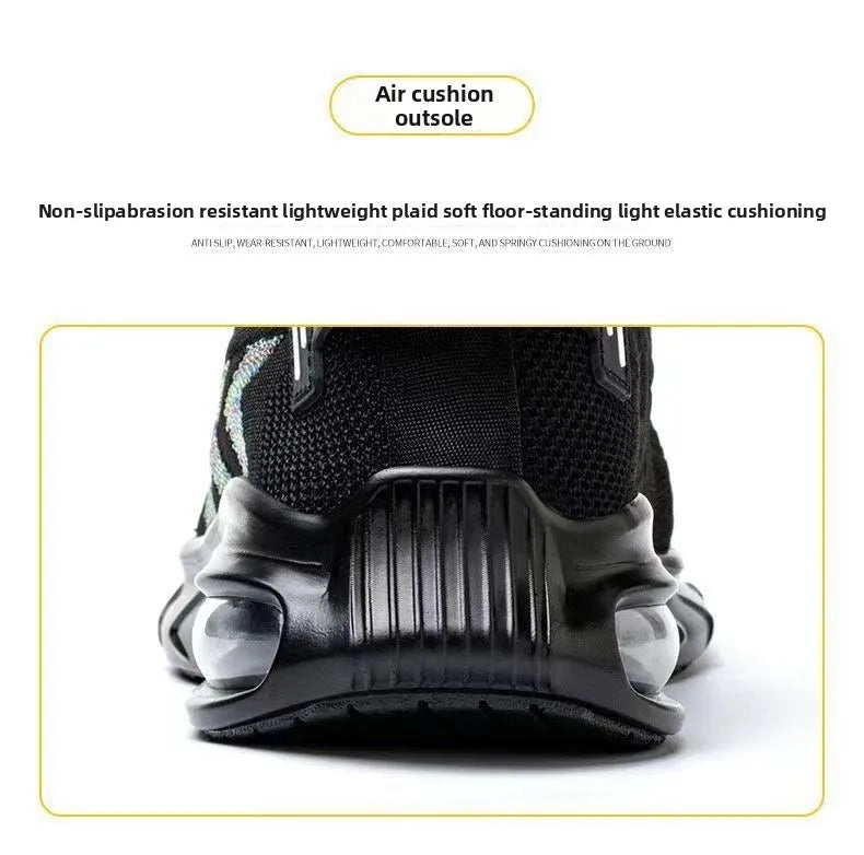 Chaussures de sécurité pour hommes, chaussures de Protection du travail d'été, respirantes, Anti-écrasement, crevaison, confortables, Tennis, embout en acier