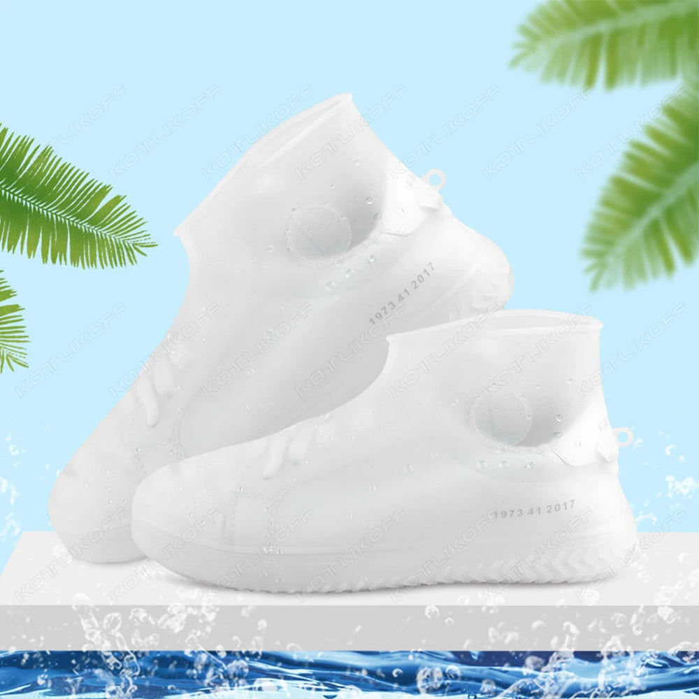 Couvre-chaussures imperméables en Silicone, 2 pièces, pour journée de pluie, antidérapants, réutilisables, en caoutchouc, pour bottes de pluie, pour usage extérieur