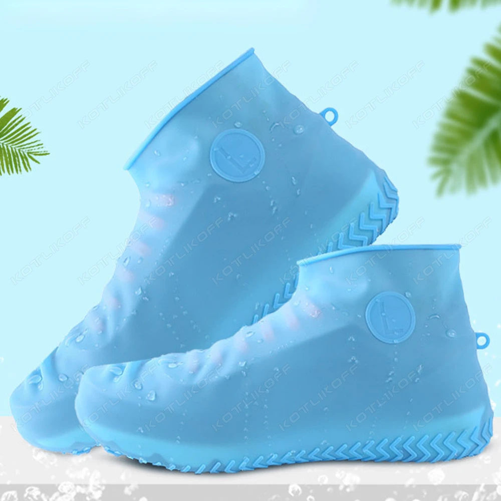 Couvre-chaussures imperméables en Silicone, 2 pièces, pour journée de pluie, antidérapants, réutilisables, en caoutchouc, pour bottes de pluie, pour usage extérieur