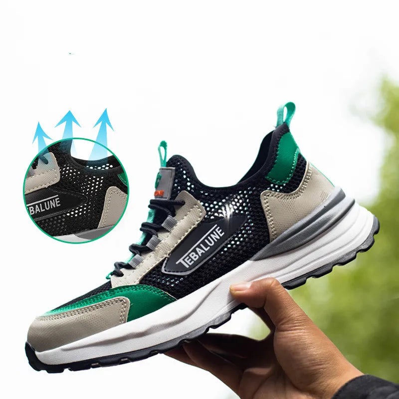Chaussures de sécurité respirantes pour hommes, baskets de travail, couvre-embouts en acier, bottes de sécurité pour travailleurs, créateur de marque, loisirs, été