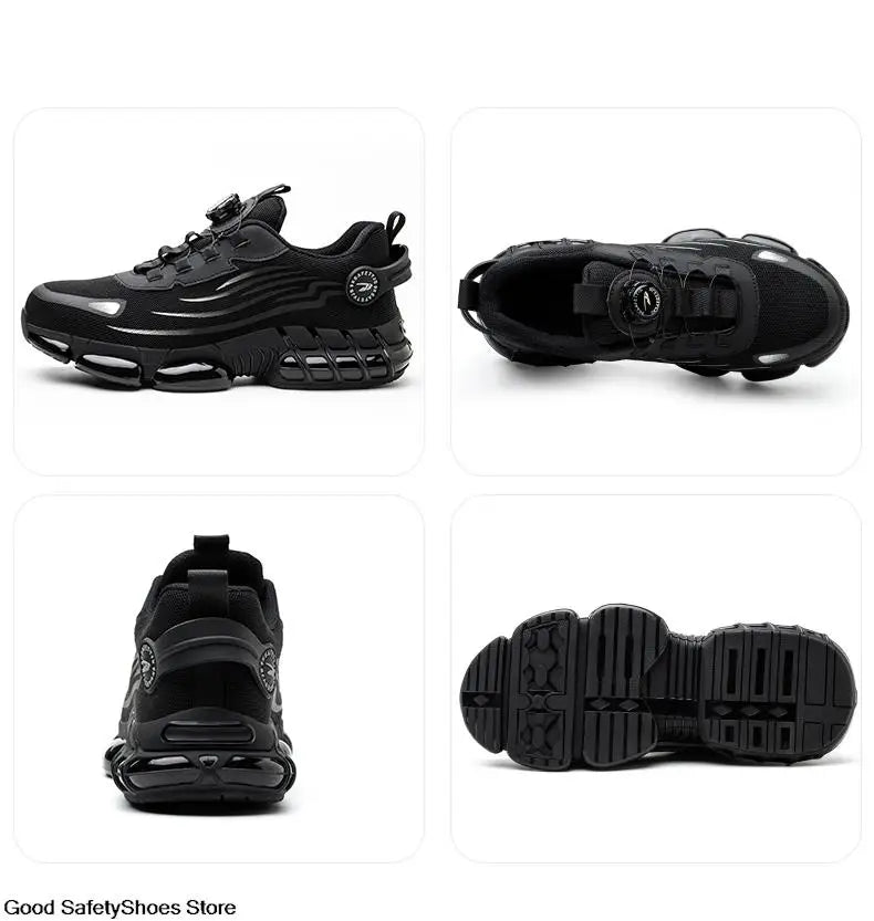 Chaussures de sécurité de travail à bouton rotatif pour hommes, bottes de sécurité anti-crevaison, Parker en acier, coussin d'air, 203.tective