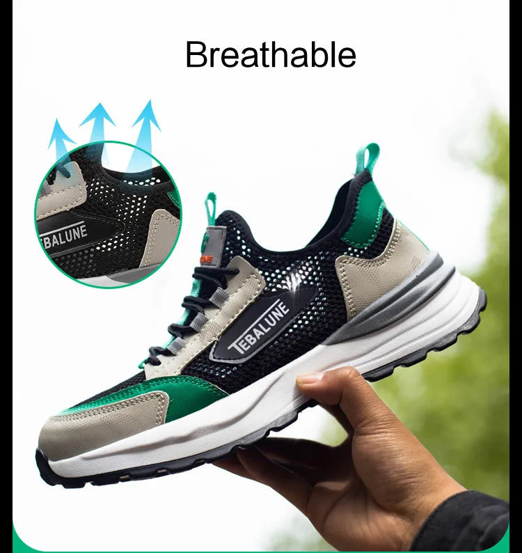 Chaussures de sécurité respirantes pour hommes, baskets de travail, couvre-embouts en acier, bottes de sécurité pour travailleurs, créateur de marque, loisirs, été