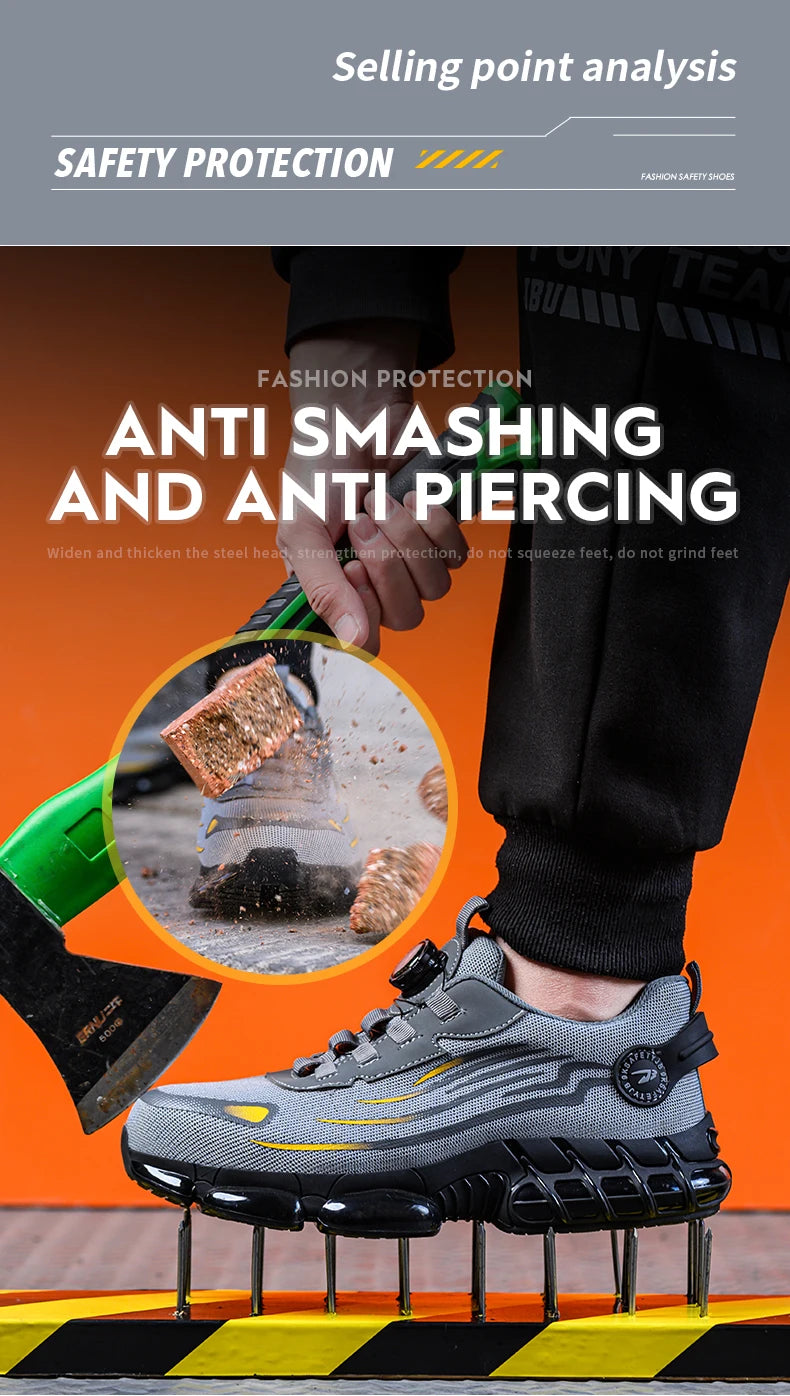 Chaussures de sécurité de travail Anti-écrasement et Anti-perforation pour hommes, baskets de travail à bout en acier, chaussures indestructibles, chaussures de protection industrielles lourdes