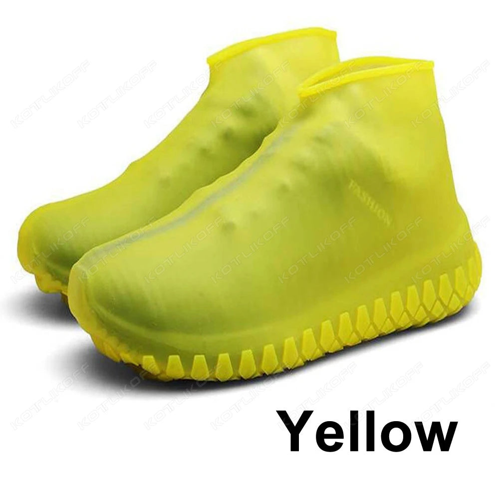 Couvre-chaussures imperméables en Silicone, 2 pièces, pour journée de pluie, antidérapants, réutilisables, en caoutchouc, pour bottes de pluie, pour usage extérieur