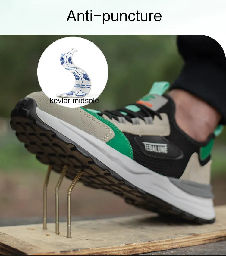 Chaussures de sécurité respirantes pour hommes, baskets de travail, couvre-embouts en acier, bottes de sécurité pour travailleurs, créateur de marque, loisirs, été