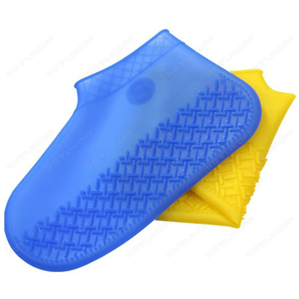 Couvre-chaussures imperméables en Silicone, 2 pièces, pour journée de pluie, antidérapants, réutilisables, en caoutchouc, pour bottes de pluie, pour usage extérieur