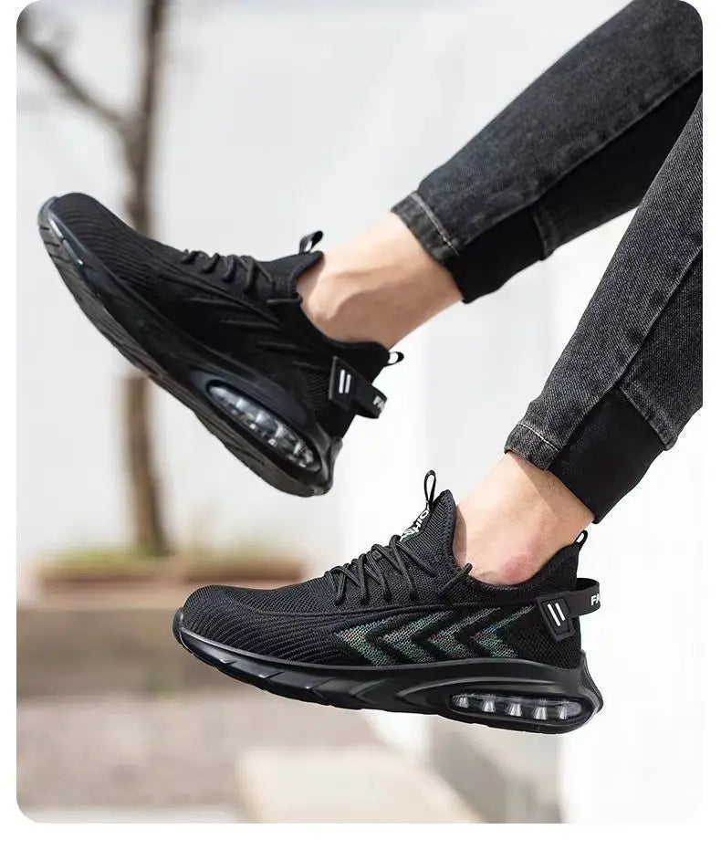 Chaussures de sécurité pour hommes, chaussures de Protection du travail d'été, respirantes, Anti-écrasement, crevaison, confortables, Tennis, embout en acier