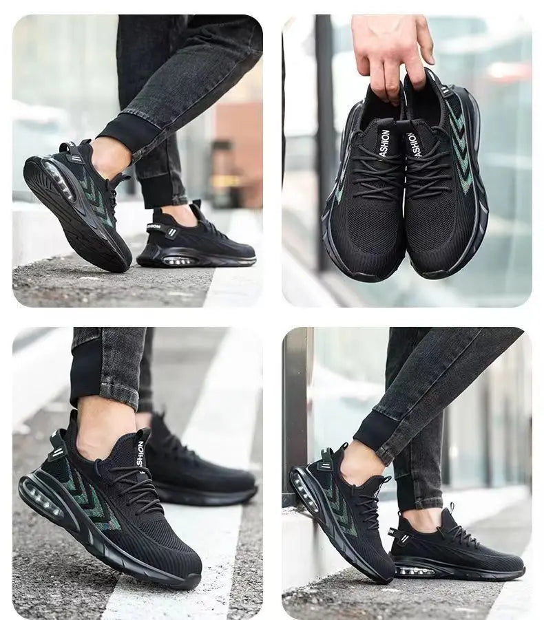 Chaussures de sécurité pour hommes, chaussures de Protection du travail d'été, respirantes, Anti-écrasement, crevaison, confortables, Tennis, embout en acier