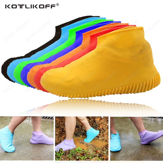 Couvre-chaussures imperméables en Silicone, 2 pièces, pour journée de pluie, antidérapants, réutilisables, en caoutchouc, pour bottes de pluie, pour usage extérieur