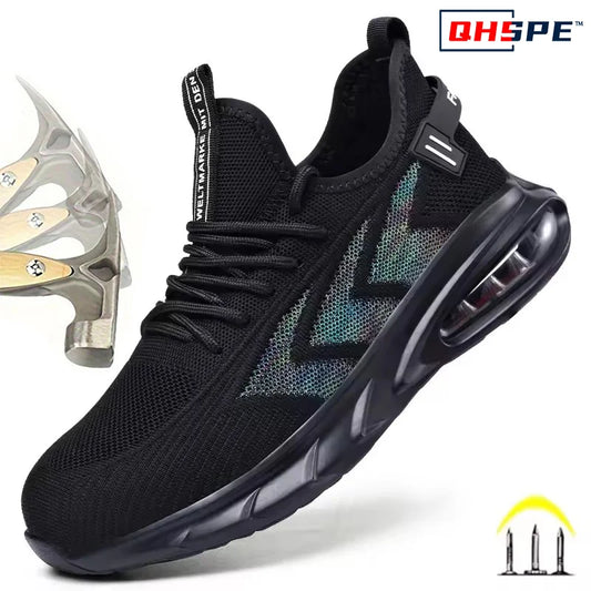 Chaussures de sécurité pour hommes, chaussures de Protection du travail d'été, respirantes, Anti-écrasement, crevaison, confortables, Tennis, embout en acier