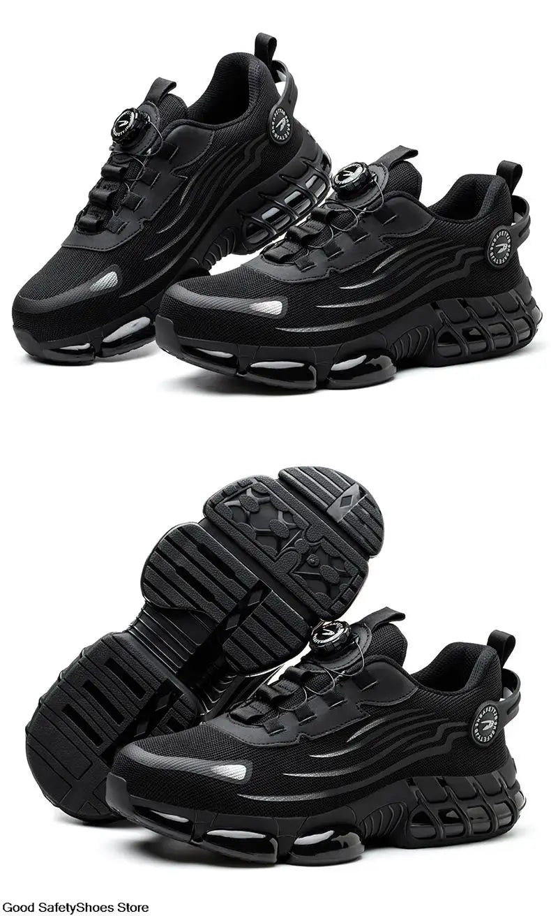 Chaussures de sécurité de travail à bouton rotatif pour hommes, bottes de sécurité anti-crevaison, Parker en acier, coussin d'air, 203.tective