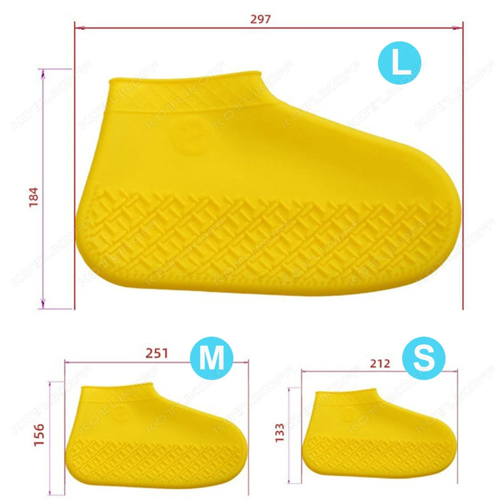 Couvre-chaussures imperméables en Silicone, 2 pièces, pour journée de pluie, antidérapants, réutilisables, en caoutchouc, pour bottes de pluie, pour usage extérieur