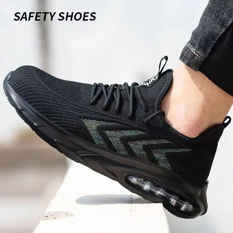 Chaussures de sécurité pour hommes, chaussures de Protection du travail d'été, respirantes, Anti-écrasement, crevaison, confortables, Tennis, embout en acier