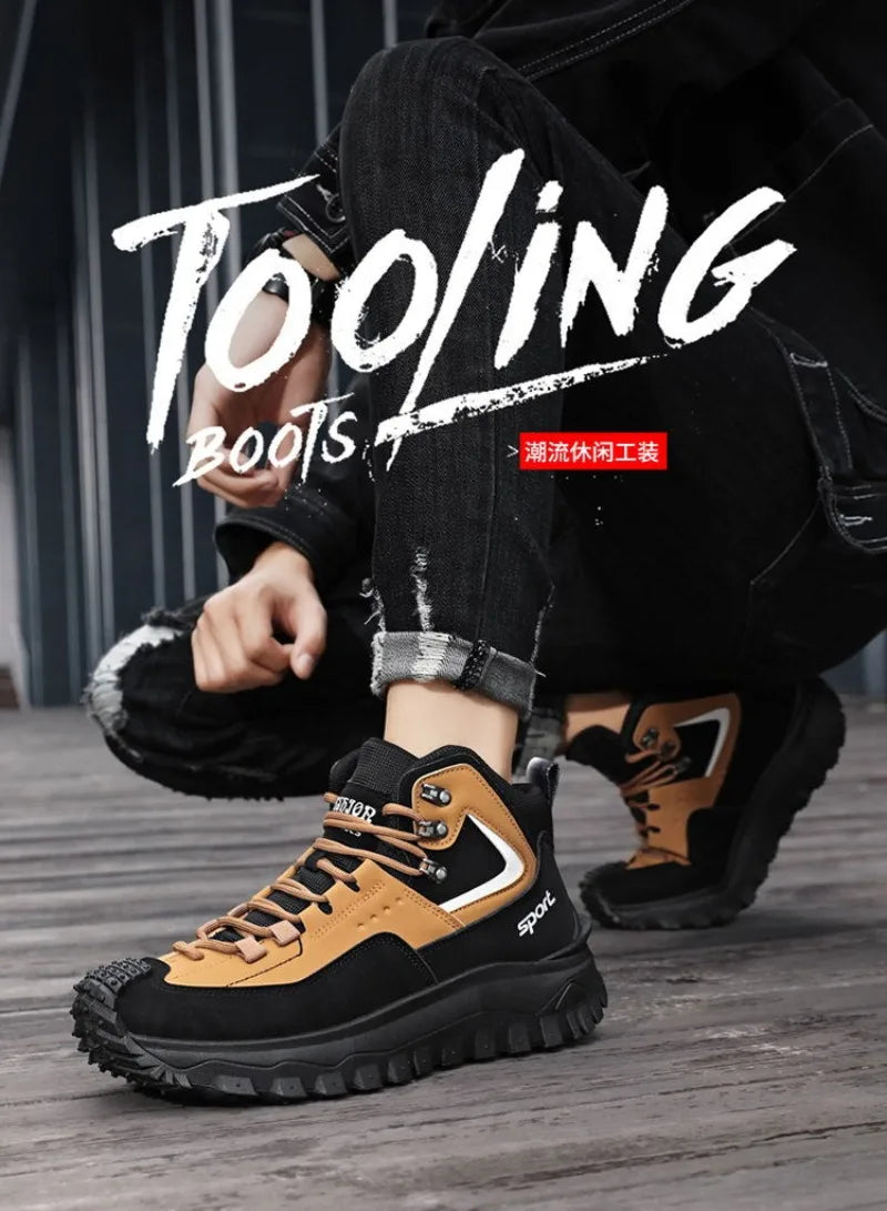 Chaussures de sécurité pour hommes baskets de sécurité de travail imperméables bottes hautes chaussures de travail Anti-crevaison pour hommes plate-forme antidérapante chaussure décontractée