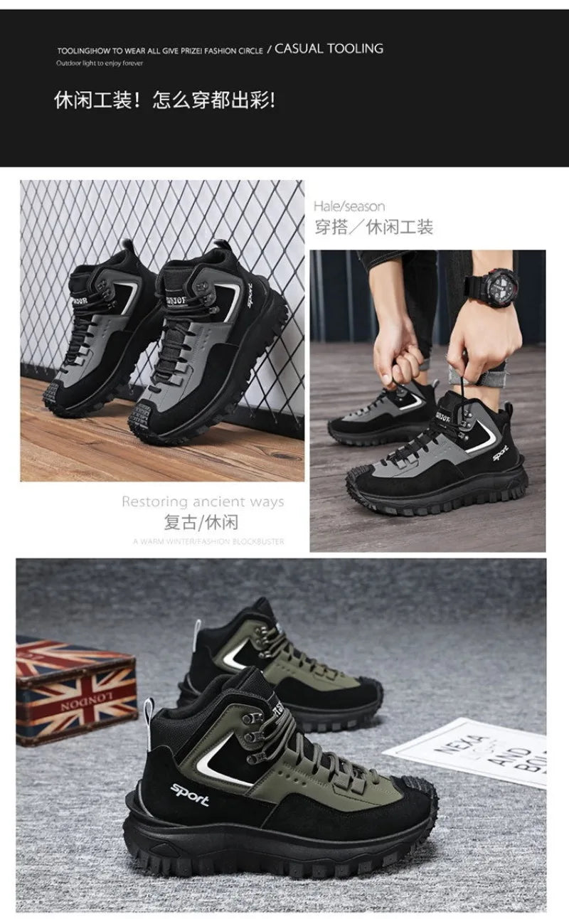 Chaussures de sécurité pour hommes baskets de sécurité de travail imperméables bottes hautes chaussures de travail Anti-crevaison pour hommes plate-forme antidérapante chaussure décontractée