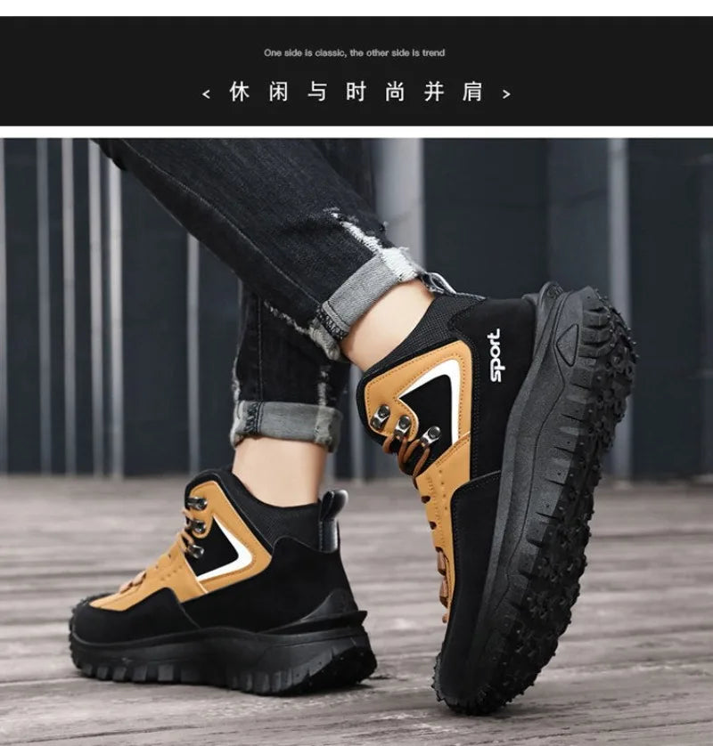 Chaussures de sécurité pour hommes baskets de sécurité de travail imperméables bottes hautes chaussures de travail Anti-crevaison pour hommes plate-forme antidérapante chaussure décontractée
