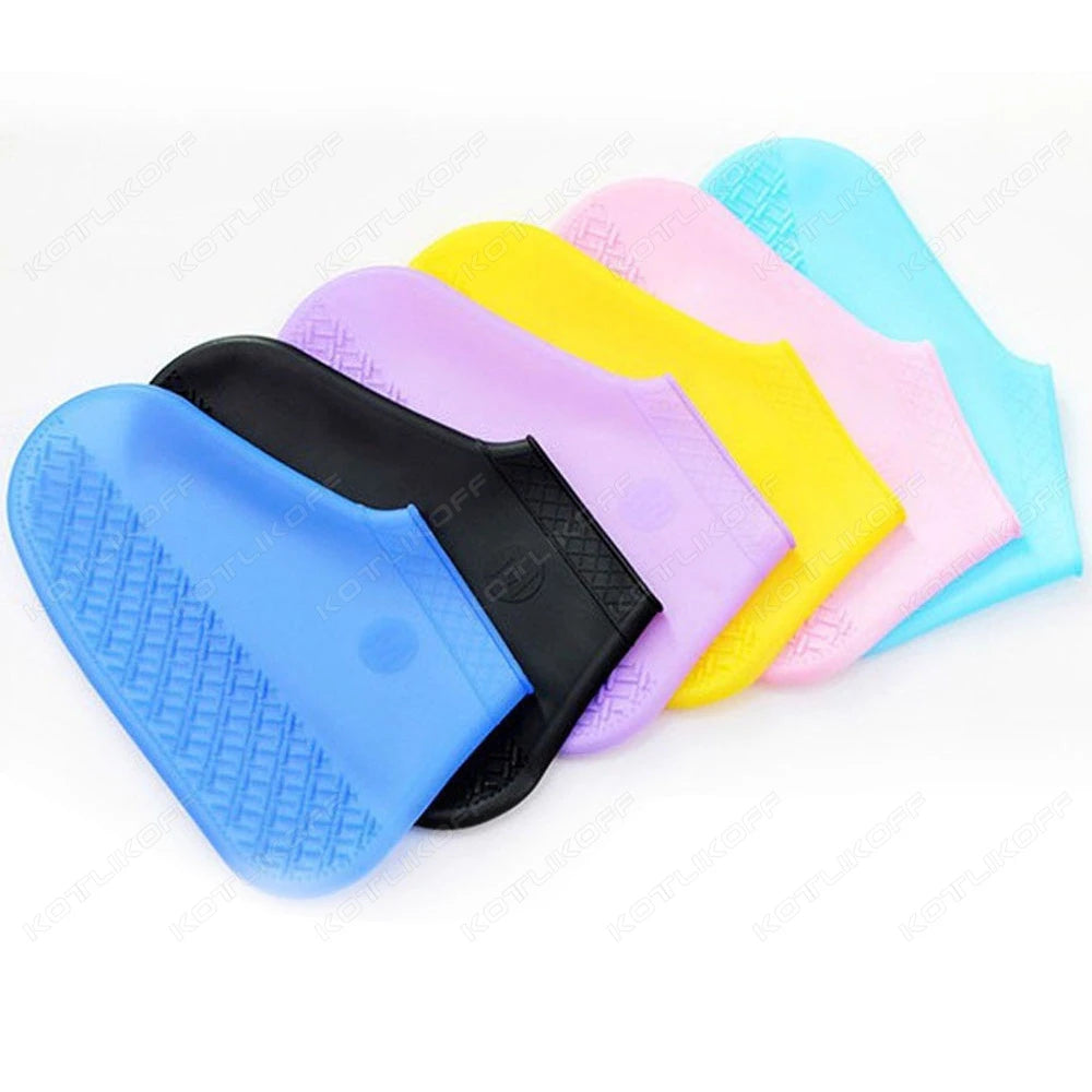 Couvre-chaussures imperméables en Silicone, 2 pièces, pour journée de pluie, antidérapants, réutilisables, en caoutchouc, pour bottes de pluie, pour usage extérieur