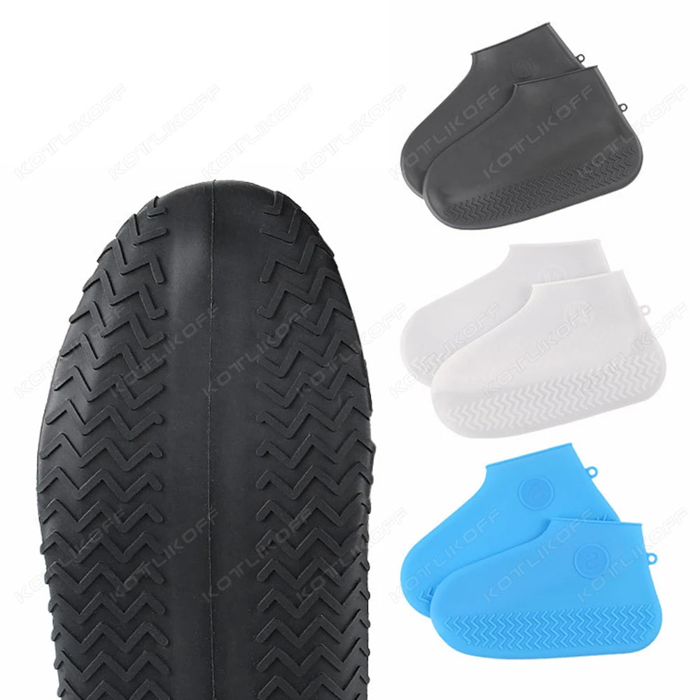 Couvre-chaussures imperméables en Silicone, 2 pièces, pour journée de pluie, antidérapants, réutilisables, en caoutchouc, pour bottes de pluie, pour usage extérieur