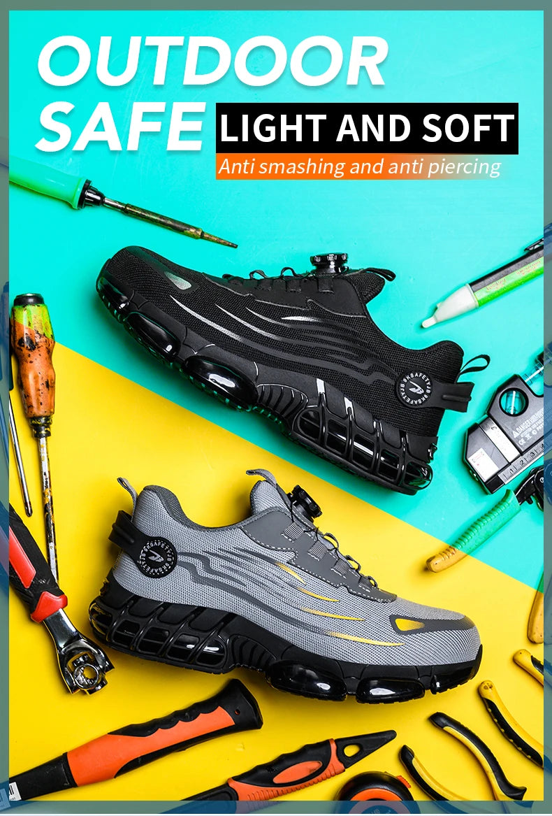 Chaussures de sécurité de travail Anti-écrasement et Anti-perforation pour hommes, baskets de travail à bout en acier, chaussures indestructibles, chaussures de protection industrielles lourdes