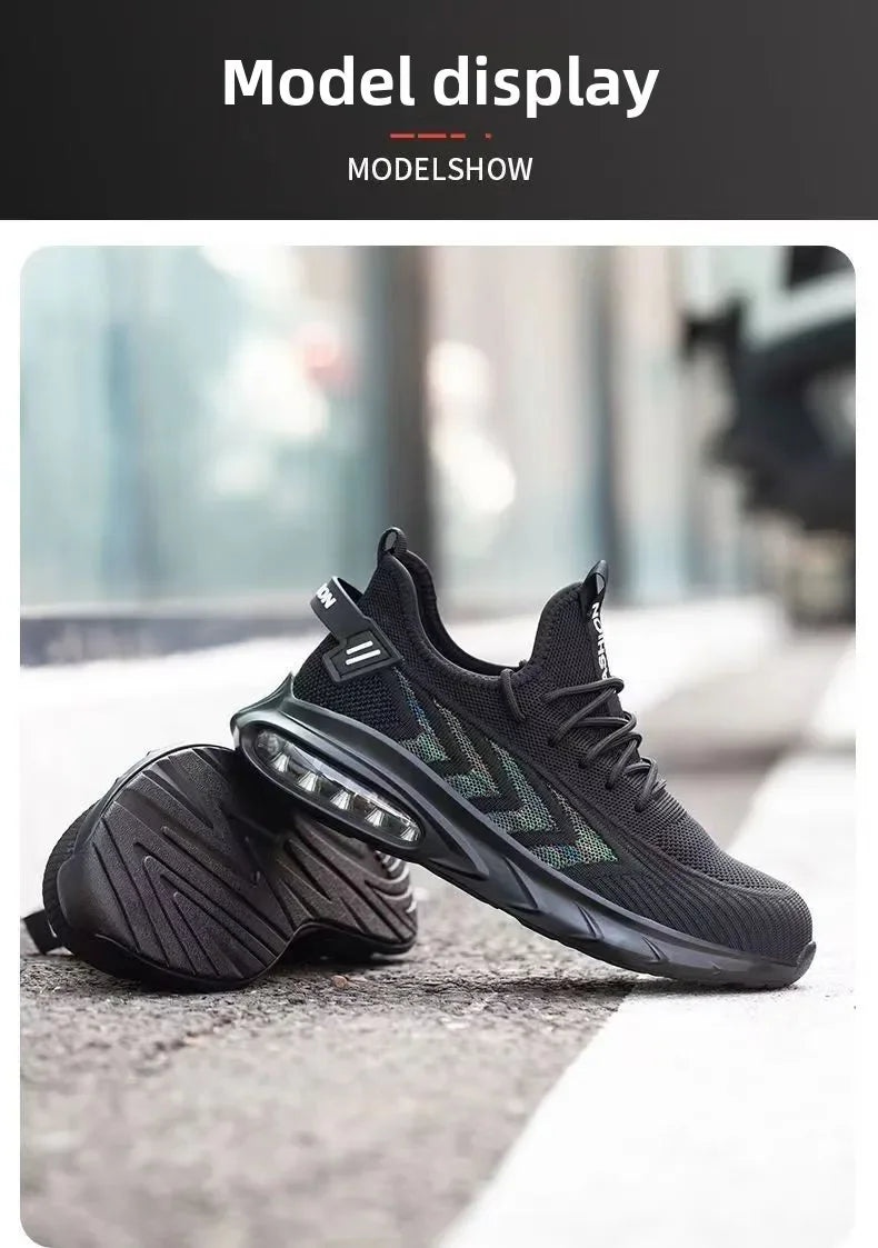Chaussures de sécurité pour hommes, chaussures de Protection du travail d'été, respirantes, Anti-écrasement, crevaison, confortables, Tennis, embout en acier