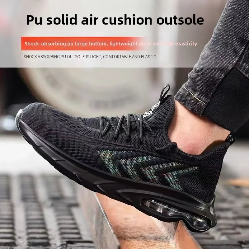Chaussures de sécurité pour hommes, chaussures de Protection du travail d'été, respirantes, Anti-écrasement, crevaison, confortables, Tennis, embout en acier