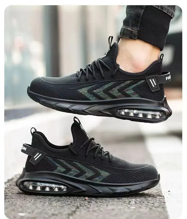 Chaussures de sécurité pour hommes, chaussures de Protection du travail d'été, respirantes, Anti-écrasement, crevaison, confortables, Tennis, embout en acier