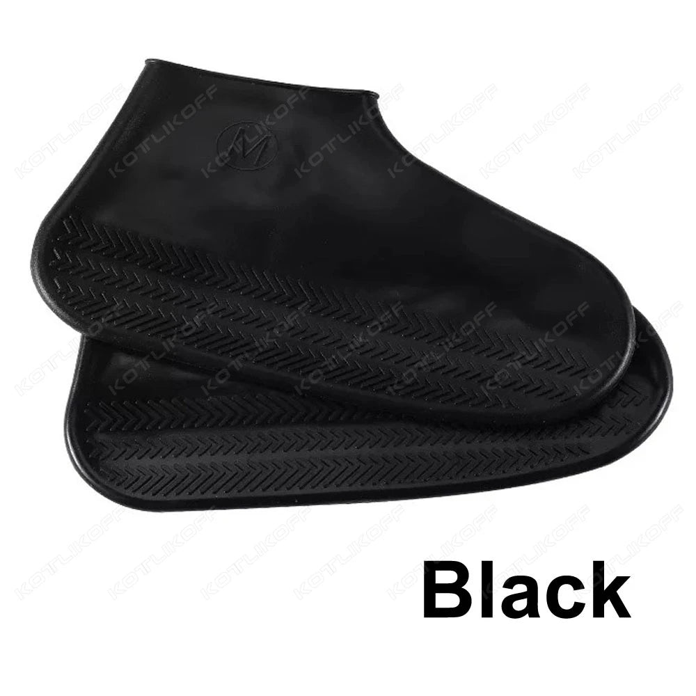 Couvre-chaussures imperméables en Silicone, 2 pièces, pour journée de pluie, antidérapants, réutilisables, en caoutchouc, pour bottes de pluie, pour usage extérieur