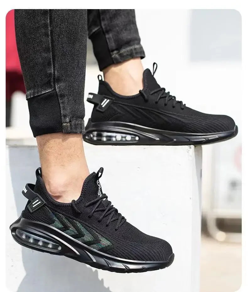 Chaussures de sécurité pour hommes, chaussures de Protection du travail d'été, respirantes, Anti-écrasement, crevaison, confortables, Tennis, embout en acier