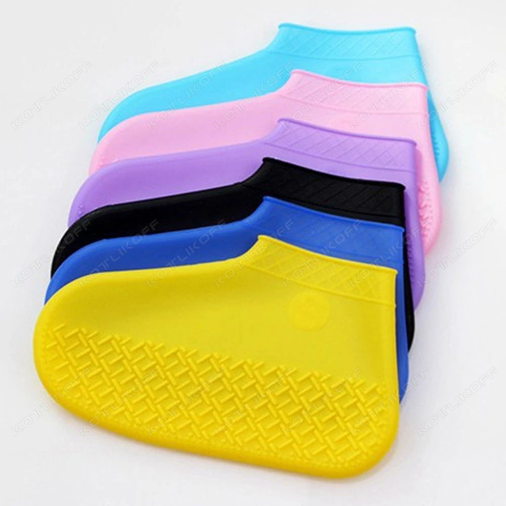 Couvre-chaussures imperméables en Silicone, 2 pièces, pour journée de pluie, antidérapants, réutilisables, en caoutchouc, pour bottes de pluie, pour usage extérieur