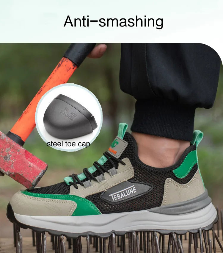 Chaussures de sécurité respirantes pour hommes, baskets de travail, couvre-embouts en acier, bottes de sécurité pour travailleurs, créateur de marque, loisirs, été
