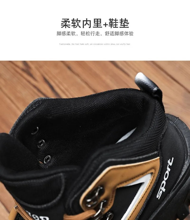 Chaussures de sécurité pour hommes baskets de sécurité de travail imperméables bottes hautes chaussures de travail Anti-crevaison pour hommes plate-forme antidérapante chaussure décontractée