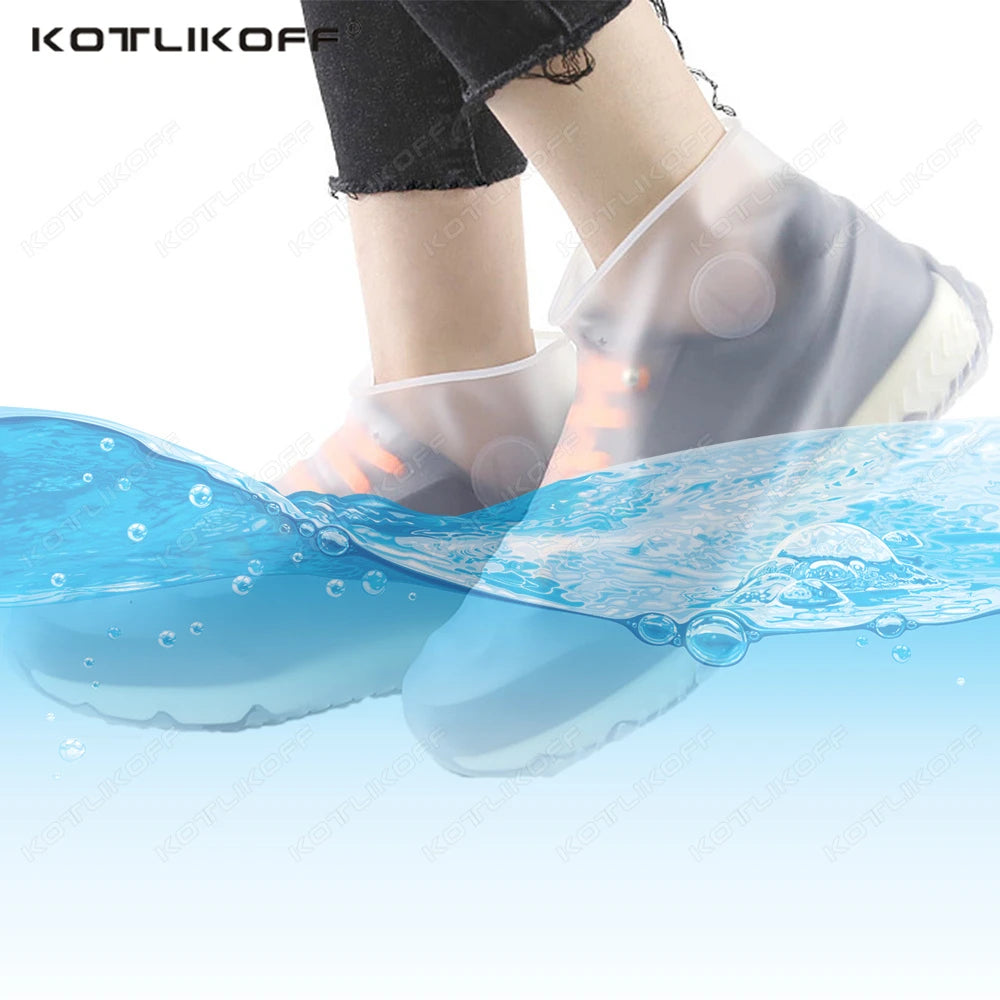 Couvre-chaussures imperméables en Silicone, 2 pièces, pour journée de pluie, antidérapants, réutilisables, en caoutchouc, pour bottes de pluie, pour usage extérieur